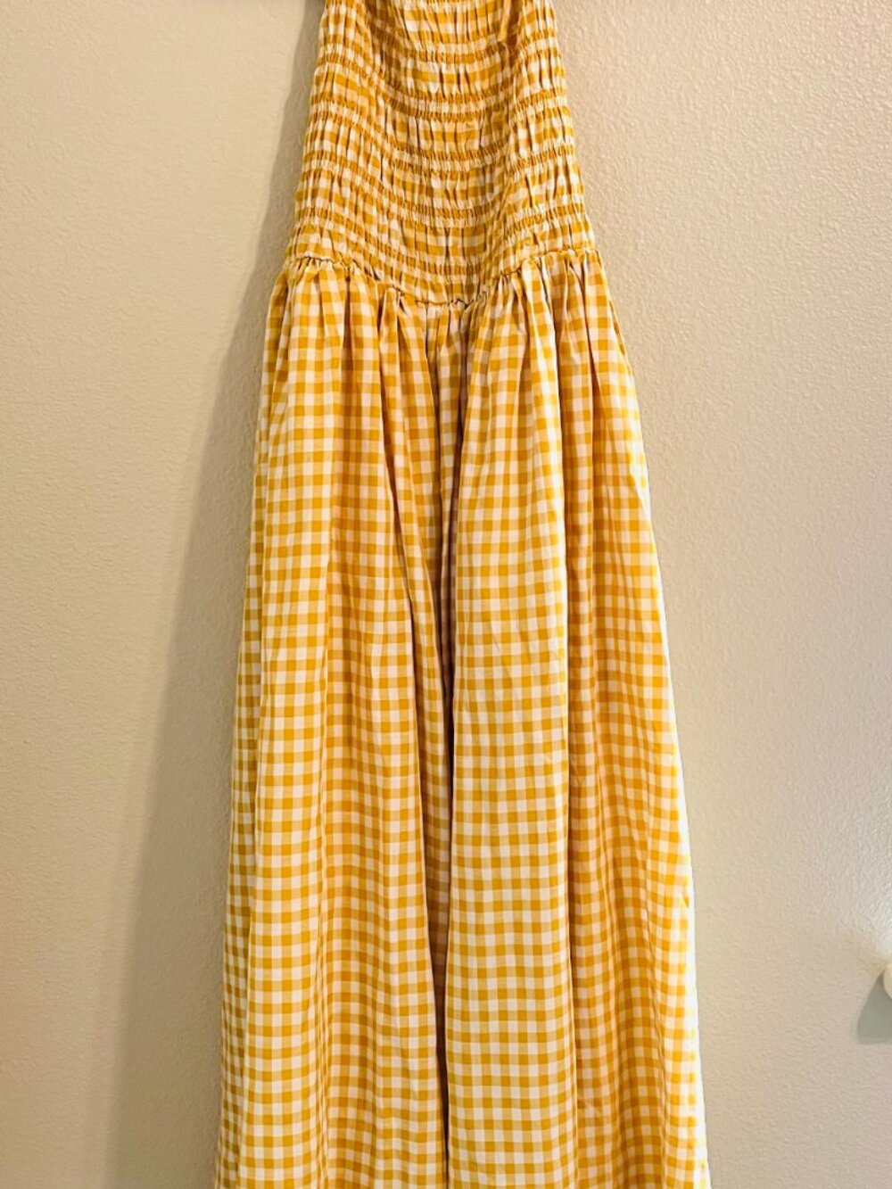 NWT Junk Gypsy Mable Size L Open Back Summer Yellow Plaid Dress